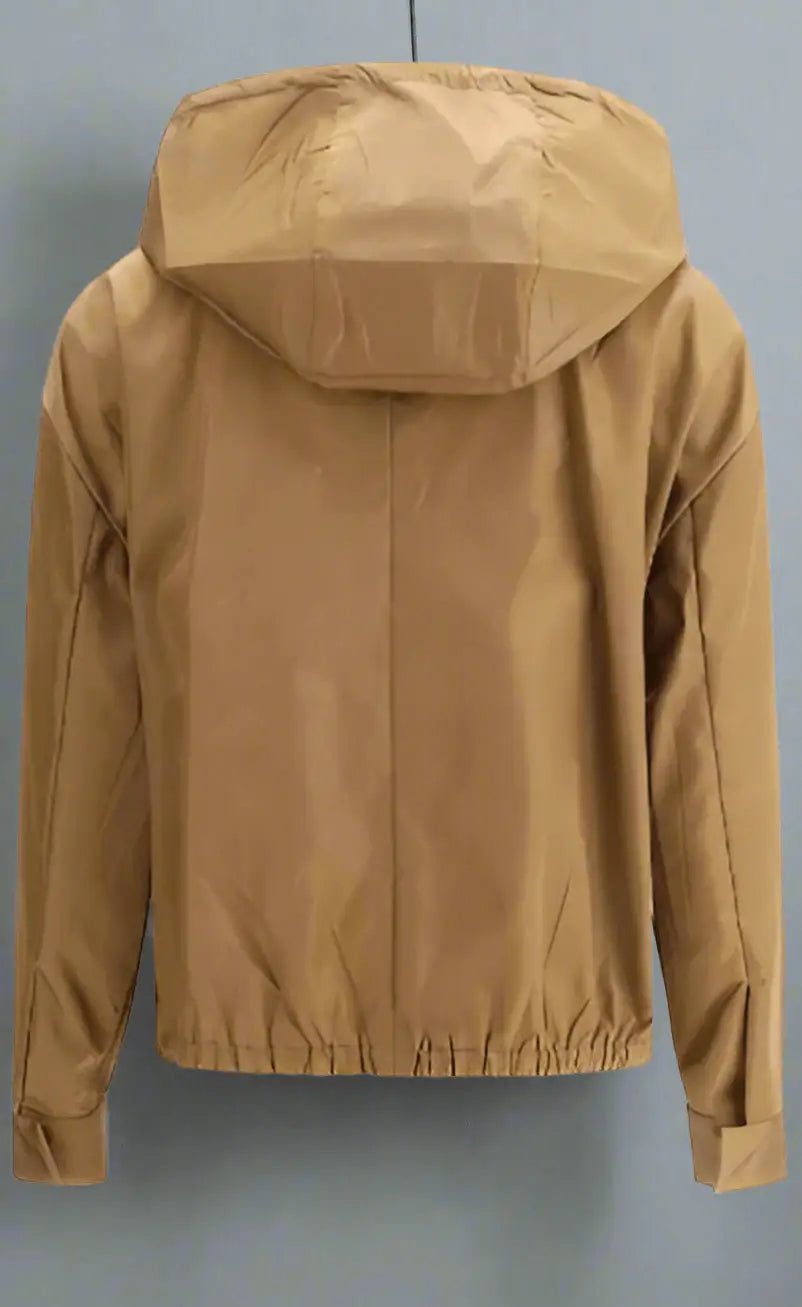 PRADA WOMEN’S BROWN WATERPROOF HOODED JACKET - Jacket