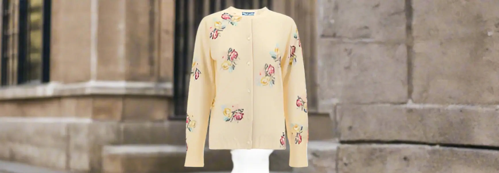 PRADA women’s floral virgin Wool CARDIGAN ITALY - Sweaters