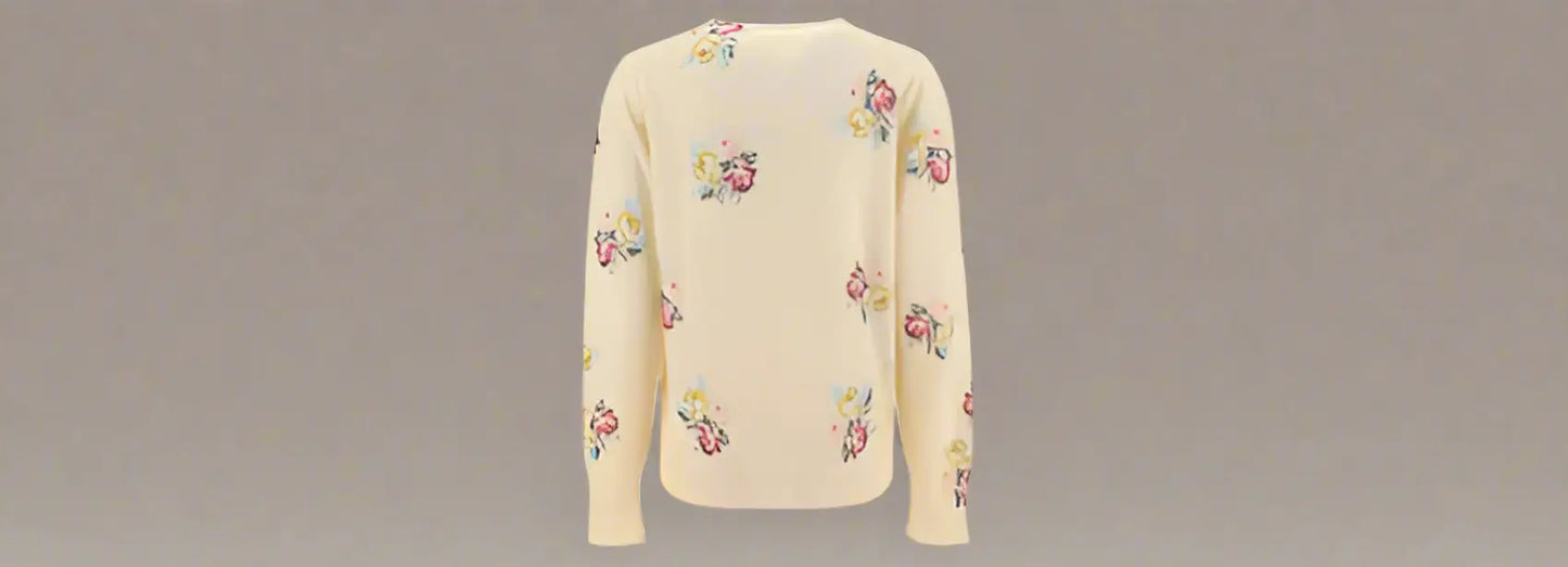 PRADA women’s floral virgin Wool CARDIGAN ITALY - Sweaters
