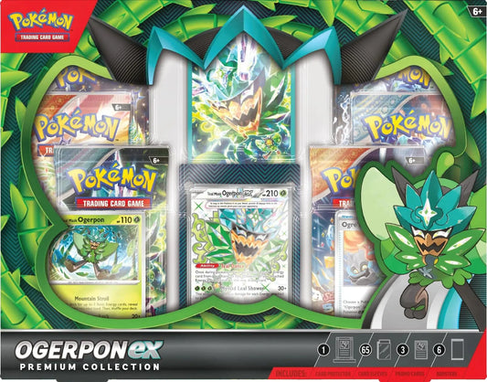 Premium Collection Ogerpon EX box with Teal Mask Ogerpon artwork and booster packs