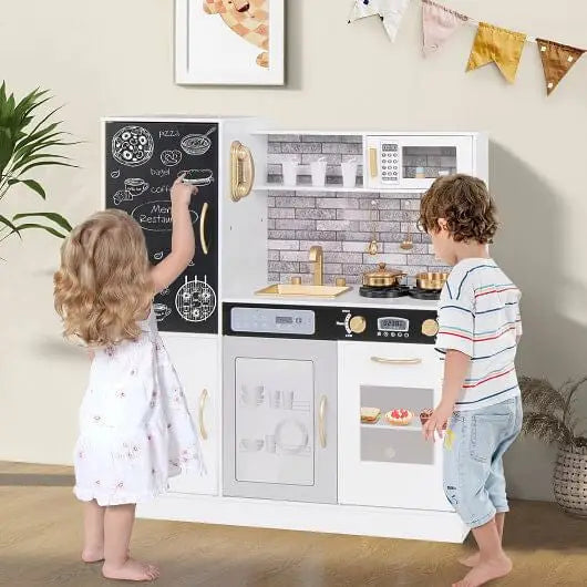 Pretend Play Kitchen with Utensils for Kids Aged 3+-White - Play Kitchen Sets