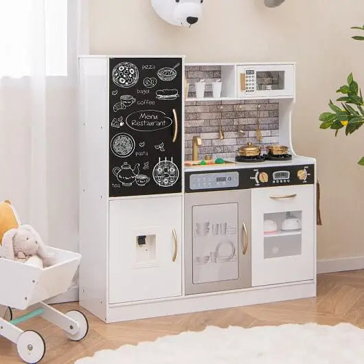 Pretend Play Kitchen with Utensils for Kids Aged 3+-White - Play Kitchen Sets