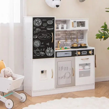 Pretend Play Kitchen with Utensils for Kids Aged 3+-White - Play Kitchen Sets