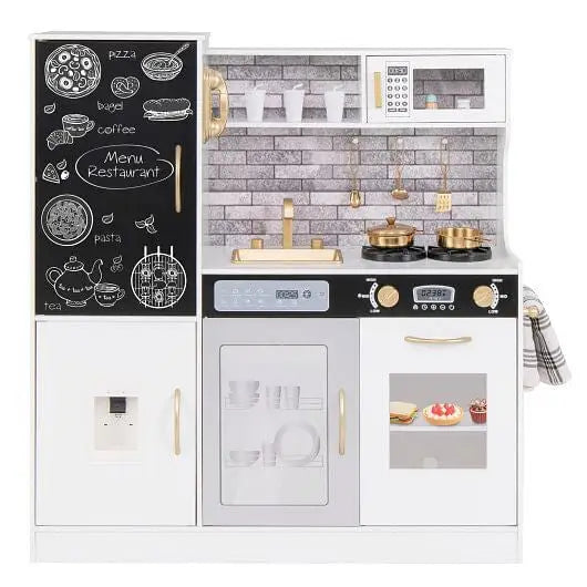 Pretend Play Kitchen with Utensils for Kids Aged 3+-White - Play Kitchen Sets