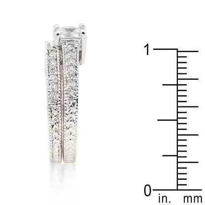 Princess Cut Filigree Bridal Ring Set - Rings