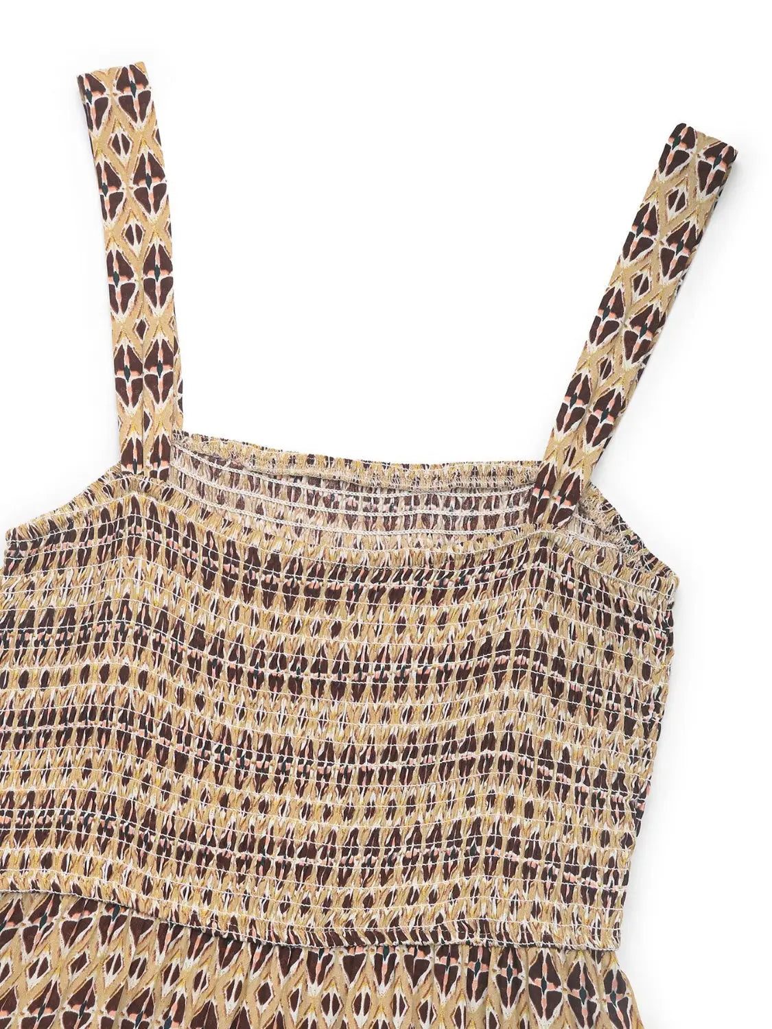 Printed Tiered Wide Strap Midi Dress - dress