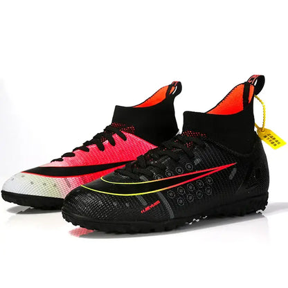 ProStride Soccer Shoes men’s and children’s high-top cleats in red, white, black, yellow
