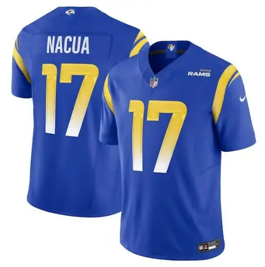 Blue Puka Nacua Los Angeles Rams Nike Vapor F.U.S.E. jersey with number 17