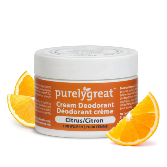 Citrus-scented natural deodorant cream in Purelygreat Aluminum-Free Deodorant 1.76oz