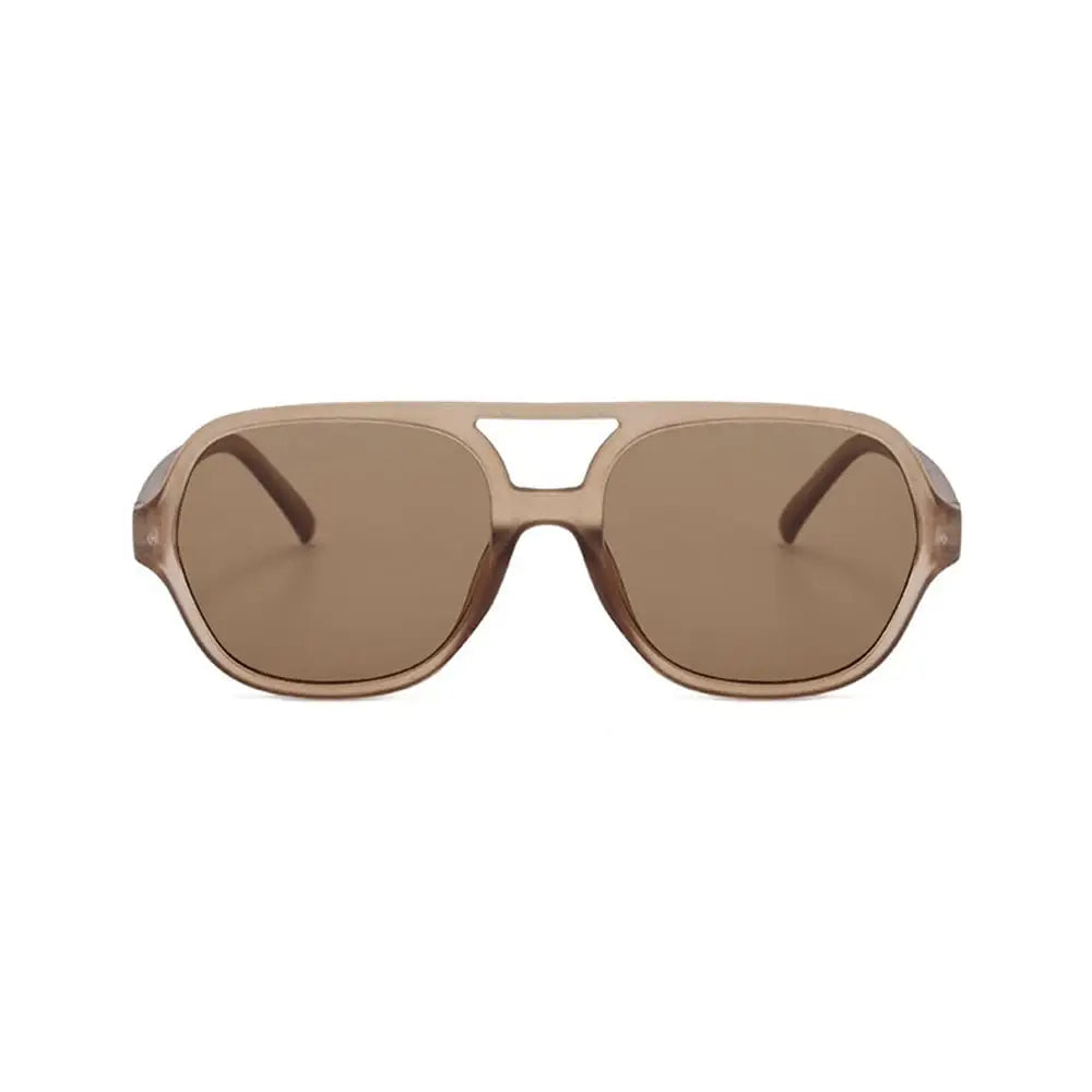 Nayah Brown Eye glasses with translucent brown aviator sunglasses made in Germany