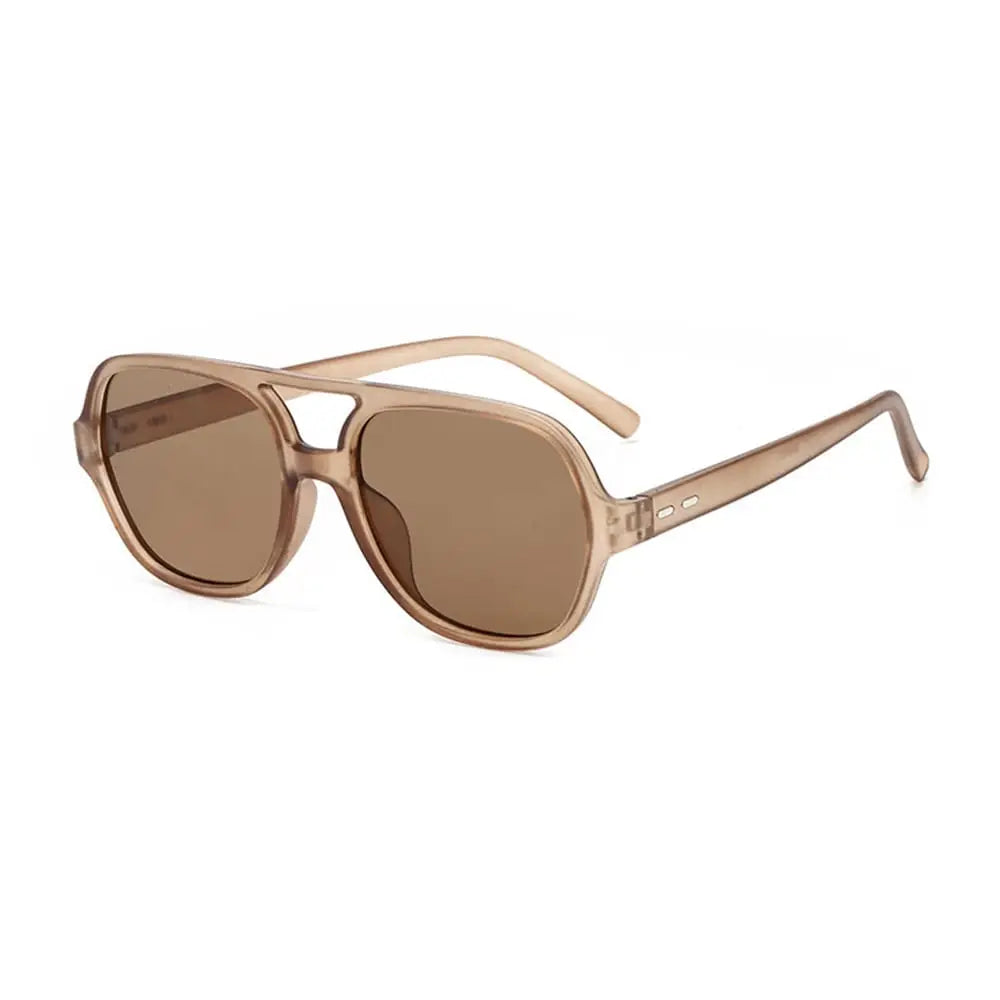 Light brown translucent aviator sunglasses with brown lenses from Quality 2025 Nayah Brown Eye glasses made in Germany