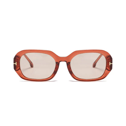 Moma Orange Champagne sunglasses with translucent orange rectangular frames and light brown lenses