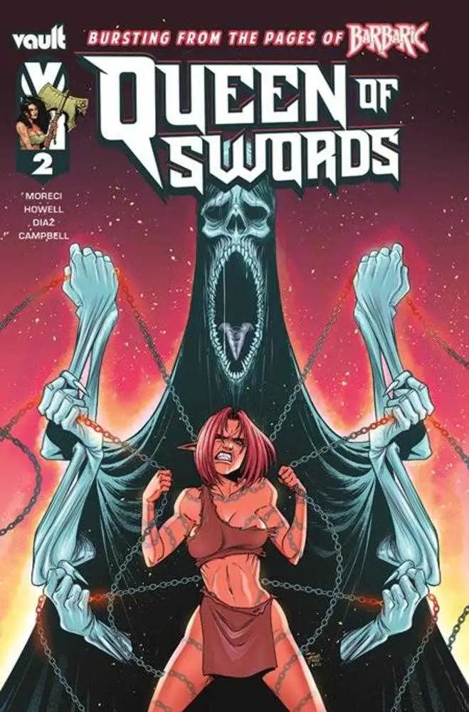 Comic book cover of Queen Of Swords A Barbaric Story #2 by Corin Howell with dark figure