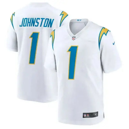 White Quentin Johnston Los Angeles Chargers Nike Alternate Game Jersey with blue and yellow accents