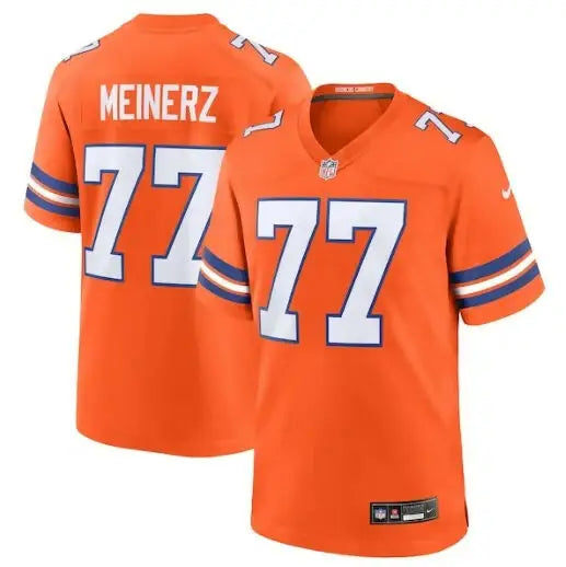 Orange Quinn Meinerz Denver Broncos Nike Mile High Collection 1977 Throwback Jersey with number 77