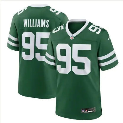 Green York Jets Nike alternate game jerseys featuring Quinnen Williams numbers