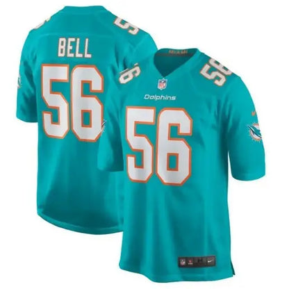 Teal Miami Dolphins Quinton Bell Nike Game Jersey with number 56 and BELL on back