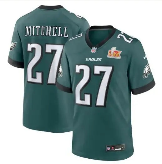 Green Philadelphia Eagles Nike Super Bowl LIX Game Player Jersey with Mitchell 27 back