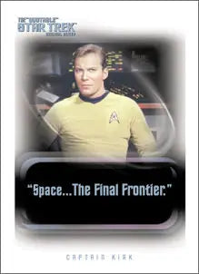 Man in yellow Starfleet uniform featured on Quotable Star Trek promo card