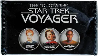 Factory sealed trading card pack featuring The Quotable Star Trek Voyager character portraits
