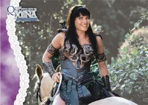 Xena Warrior Princess riding a horse on Quotable Xena Warrior Princess P1 Promo Card