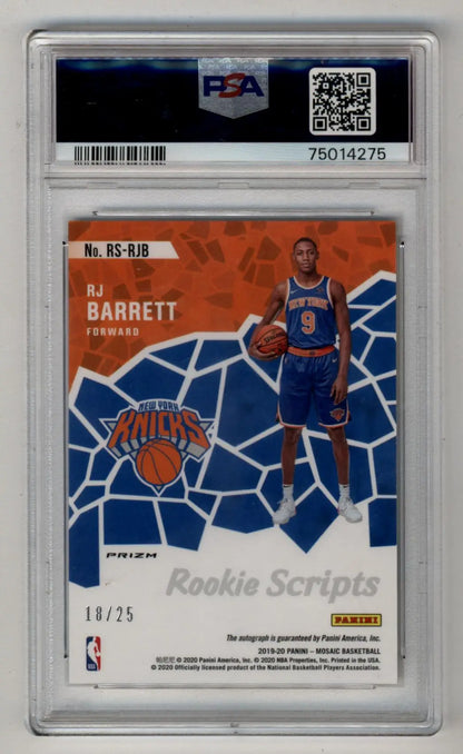 R J Barrett mosaic rookie scripts gold autographed basketball card in PSA slab 18/25