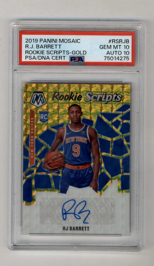 Mosaic Rookie Scripts Gold R.J. Barrett 2019 Panini Mosaic Rookie Scripts basketball card