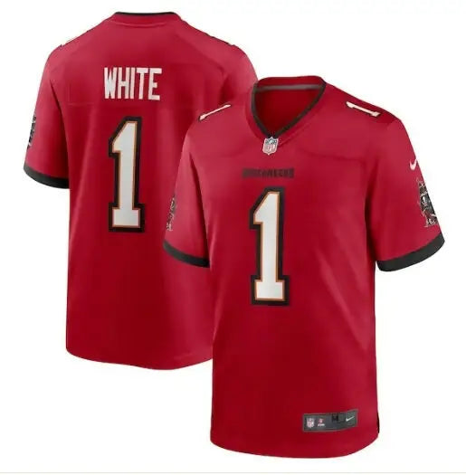 Red Rachaad White Tampa Bay Buccaneers Nike Game Player Jersey with WHITE 1 name and number