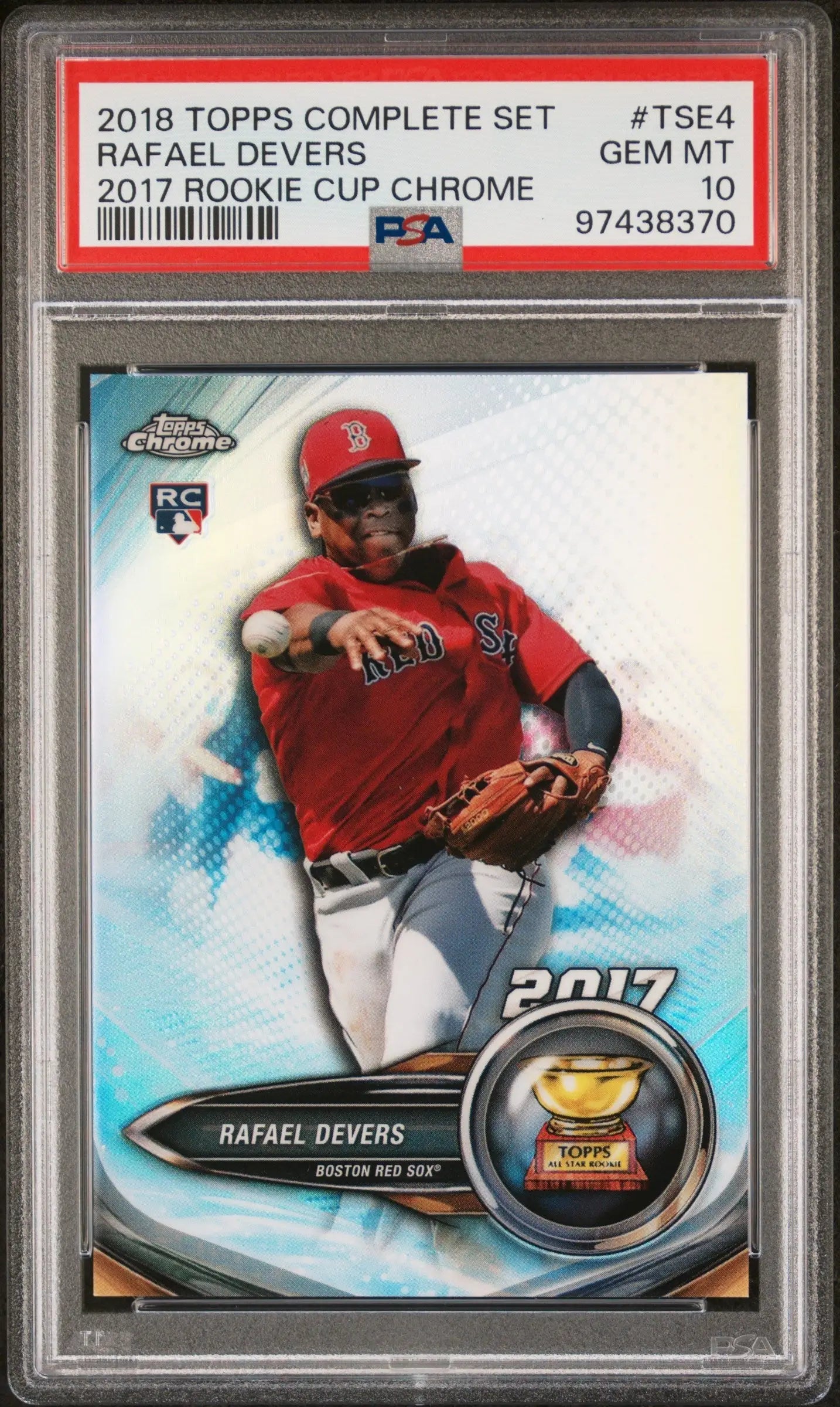 Graded Rafael Devers baseball trading card from Topps Complete Set TSE4 PSA 10