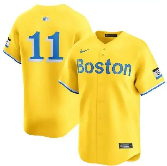 Yellow Boston Red Sox Nike City Connect Limited Player Jersey featuring Rafael Devers design