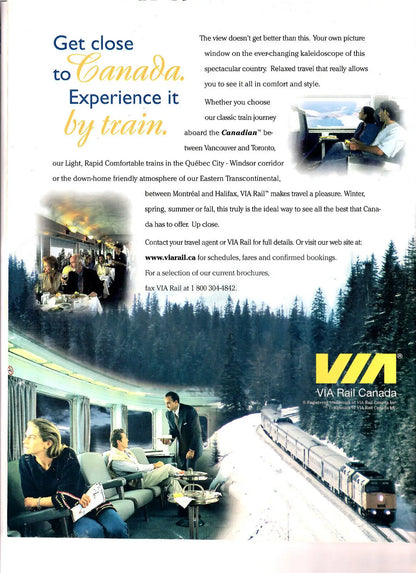 VIA Rail Canada advertisement featured in RailNews #428 trading cards collection