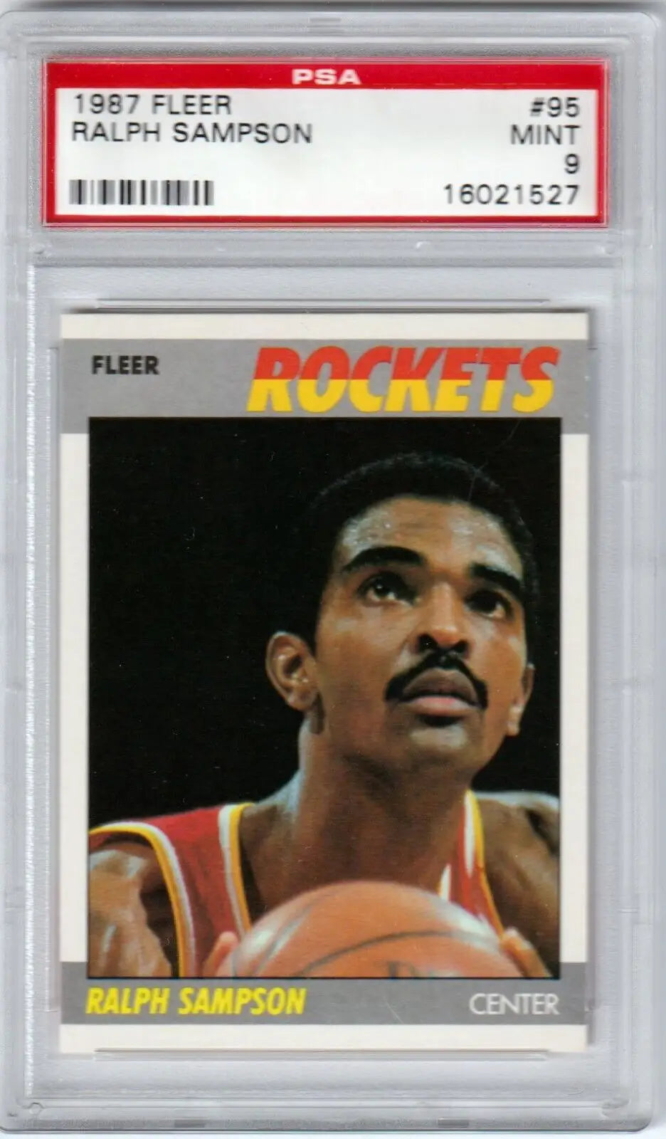 Graded Ralph Sampson basketball card from 1987-88 Fleer, PSA 9 Mint, Columbia Hobby
