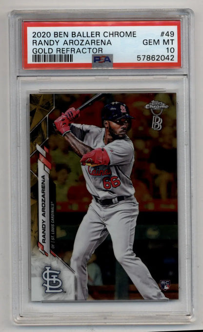 Ben Baller Chrome Gold Refractor baseball card featuring Randy Arozarena 2020 Baller Chrome Gold