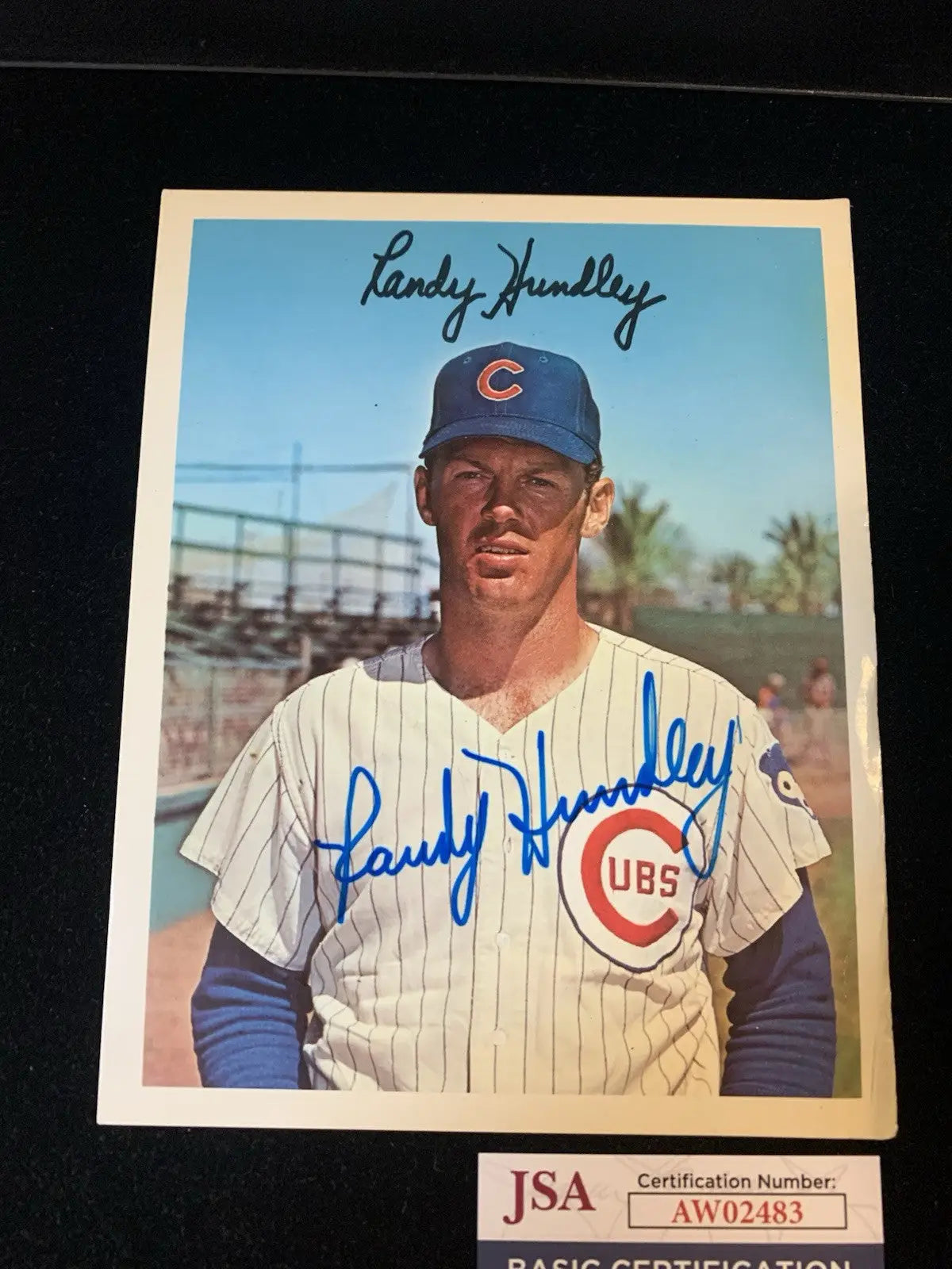 Randy Hundley autographed baseball card from Dexter Press featuring Chicago Cubs team
