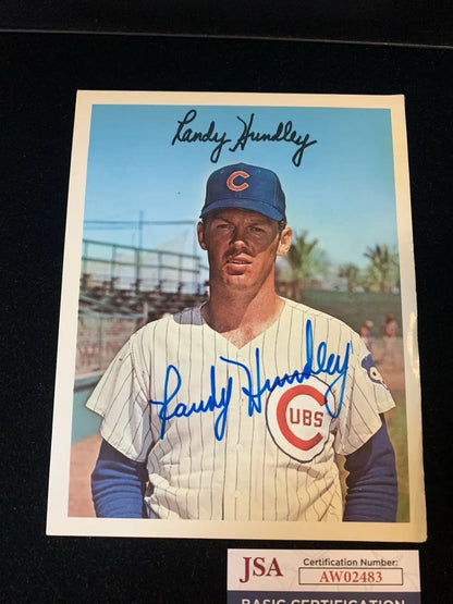Randy Hundley autographed baseball card from Dexter Press featuring Chicago Cubs team