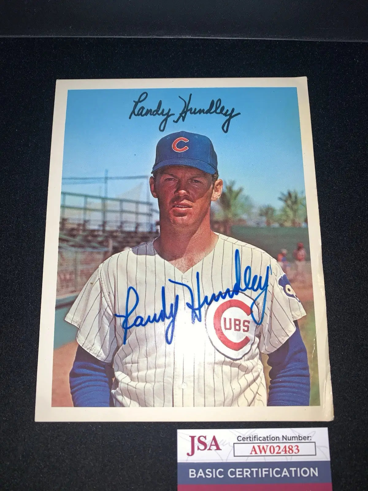 Randy Hundley autographed baseball card from 1967 Dexter Press Chicago Cubs team