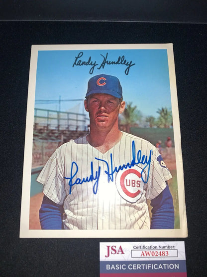 Randy Hundley autographed baseball card from 1967 Dexter Press Chicago Cubs team