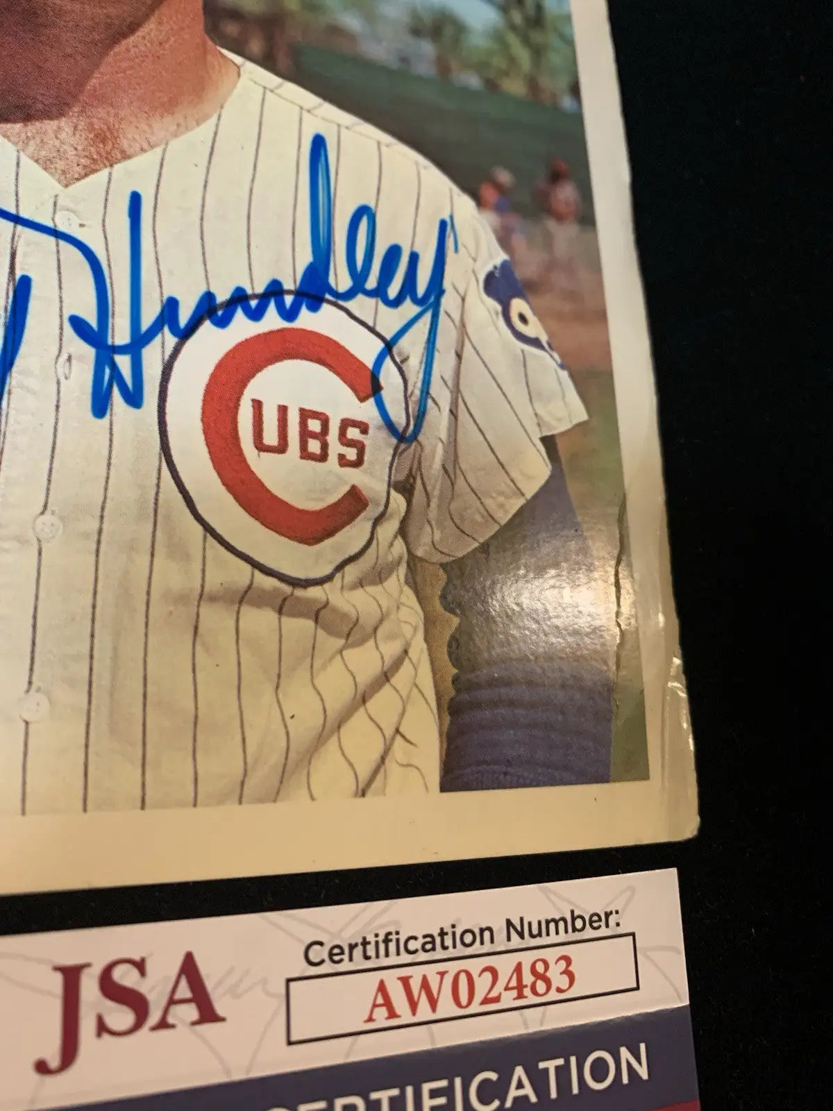 Autographed Randy Hundley 1967 Dexter Press Chicago Cubs Team baseball card with JSA certification