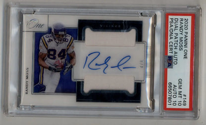 Randy Moss 2020 Panini One Dual Patch Auto 4/8 PSA 10 Gem Mint Auto 10 - Singles