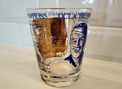 Rare 1964 NCAA UCLA Basketball Coach John Woodan Commemorative Drinking Glass