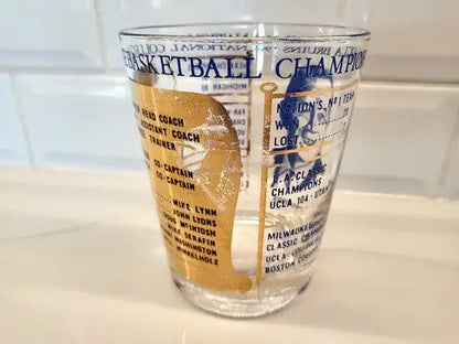 Rare 1964 NCAA UCLA Basketball Coach John Woodan Commemorative Drinking Glass