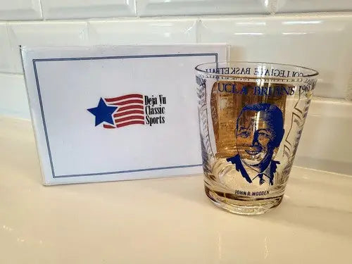 Rare 1964 NCAA UCLA Basketball Coach John Woodan Commemorative Drinking Glass