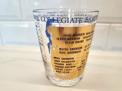 Rare 1964 NCAA UCLA Basketball Coach John Woodan Commemorative Drinking Glass