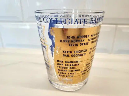 Rare 1964 NCAA UCLA Basketball Coach John Woodan Commemorative Drinking Glass