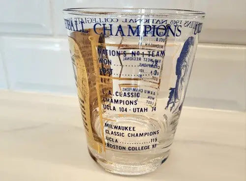 Rare 1964 NCAA UCLA Basketball Coach John Woodan Commemorative Drinking Glass