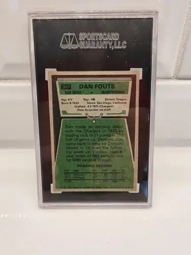 Graded Dan Fouts trading card from Rare 1975 Topps Card #367 SD Chargers HOF