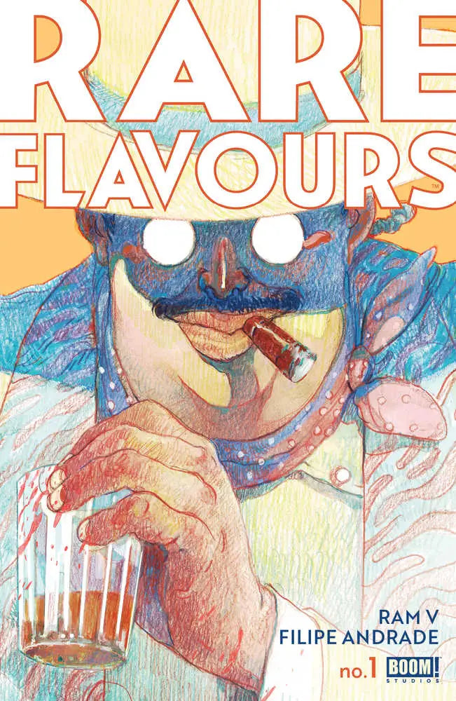 Artistic comic cover of Rare Flavours #1 featuring drink and smoke, perfect for trading cards