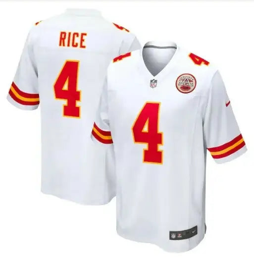 White Rashee Rice Kansas City Chiefs Nike Game Jersey with number 4