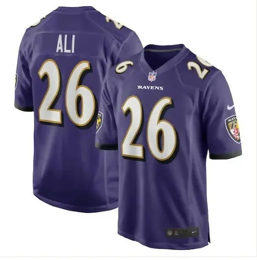 Purple Baltimore Ravens football jersey displayed in Rasheen Ali Nike Team Game Jersey