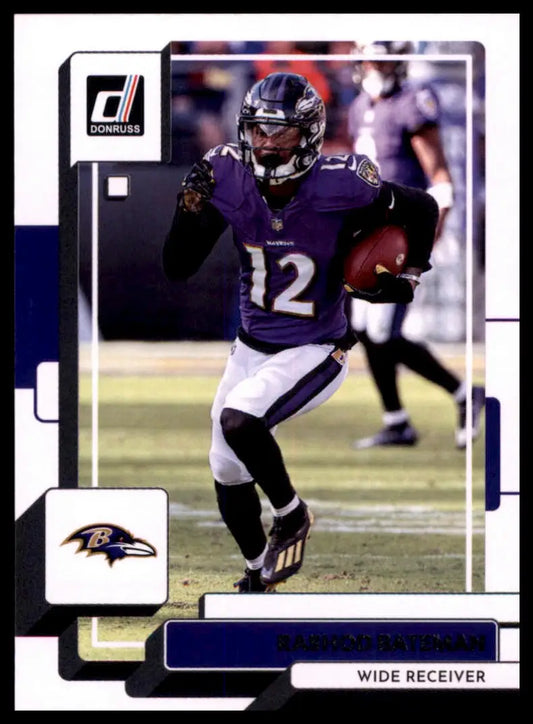 Rashod Bateman 2022 Donruss football card featuring Marquise Brown Baltimore Ravens